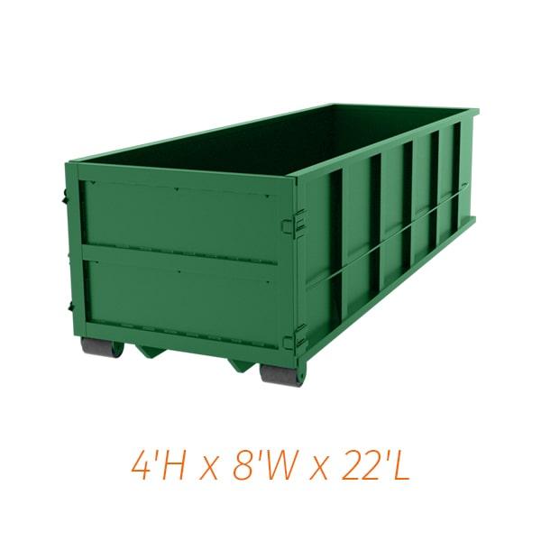 to schedule delivery and pickup of our twenty-yard dumpsters, simply give us a call or fill out our online form. we'll work with you to find a convenient date and time